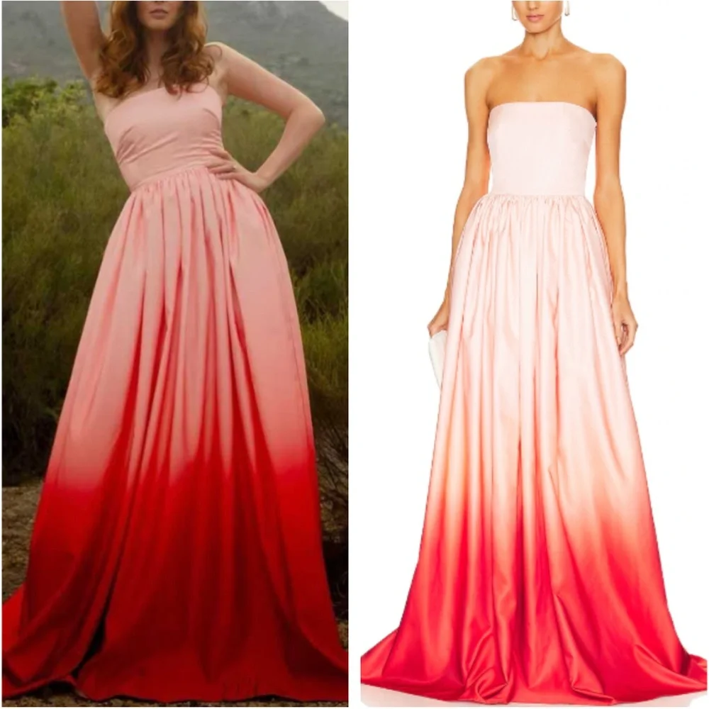NWT SAU LEE Revolve Teigen Gown Maxi Dress Blush Red Ombre Event Party Cocktail - Picture 2 of 15